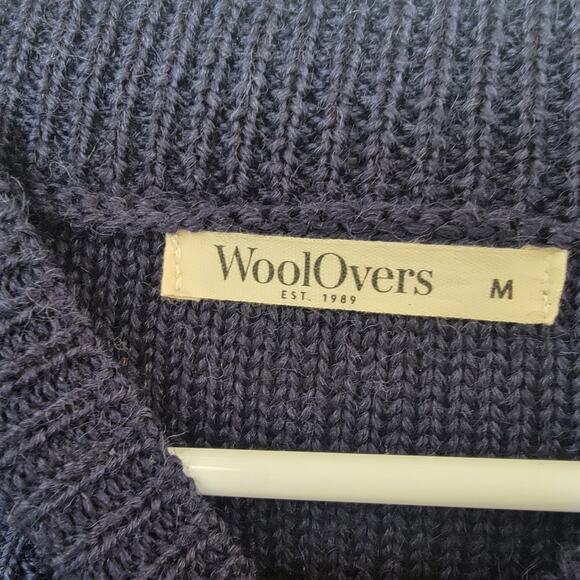 Woolovers Medium Blue‎ Crochet Cable Knit 100% Pure Wool Fisherman Sweater Dress - Picture 6 of 15
